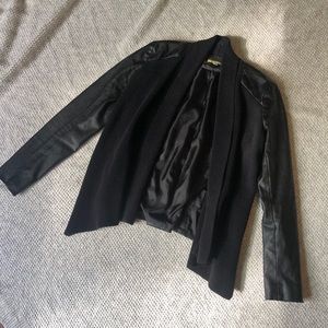 Faux Leather Mixed Material Jacket